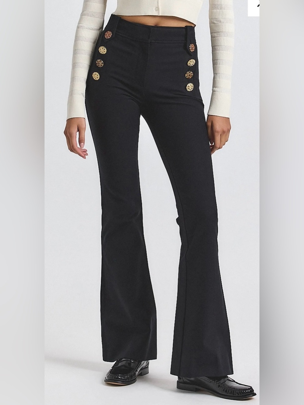 Derek lam 10 Crosby NWT Robertson sailor gold button black flare pants NWT SZ 4